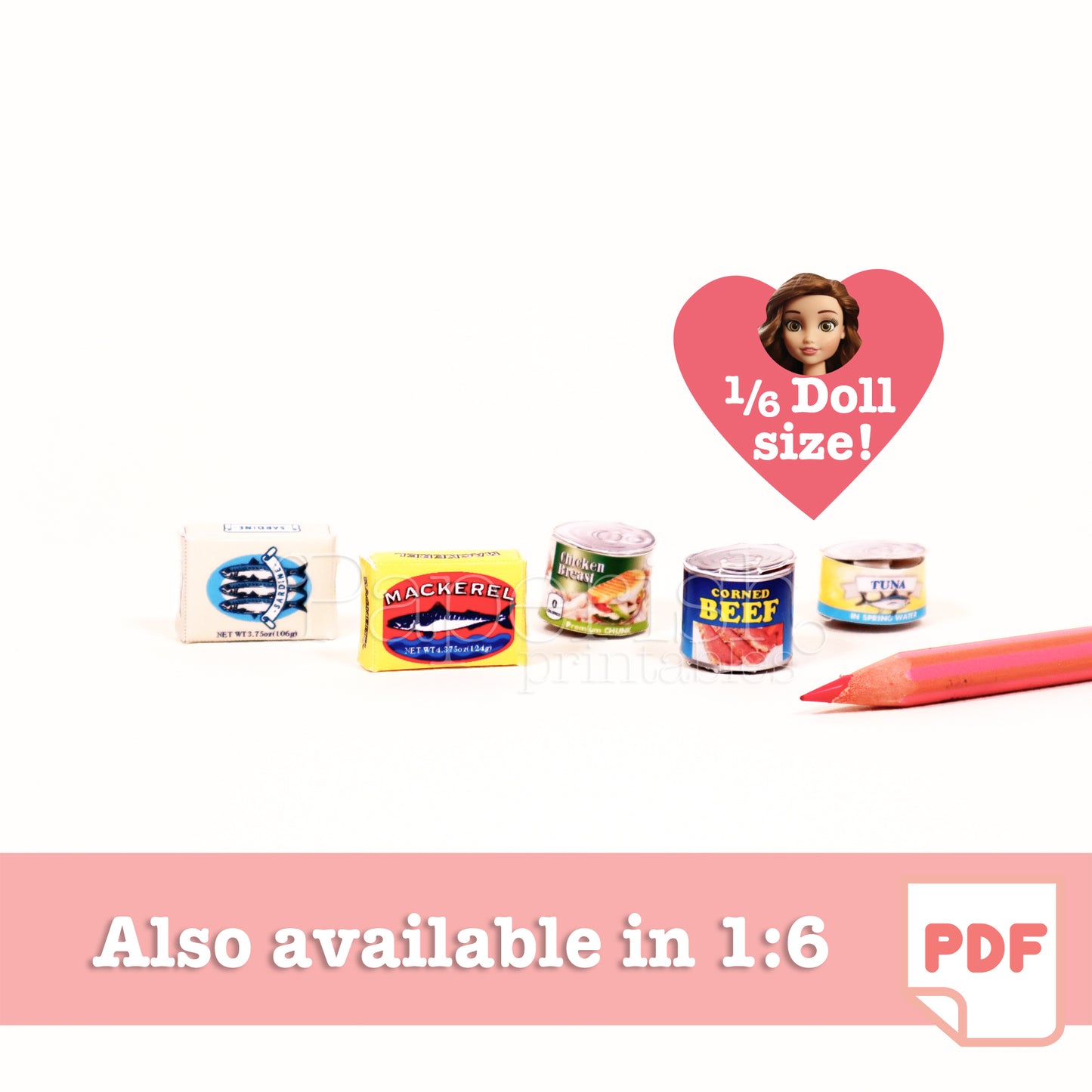 1/12 PDF CANS BUNDLE 15 design templates | Doll Food PDF templates