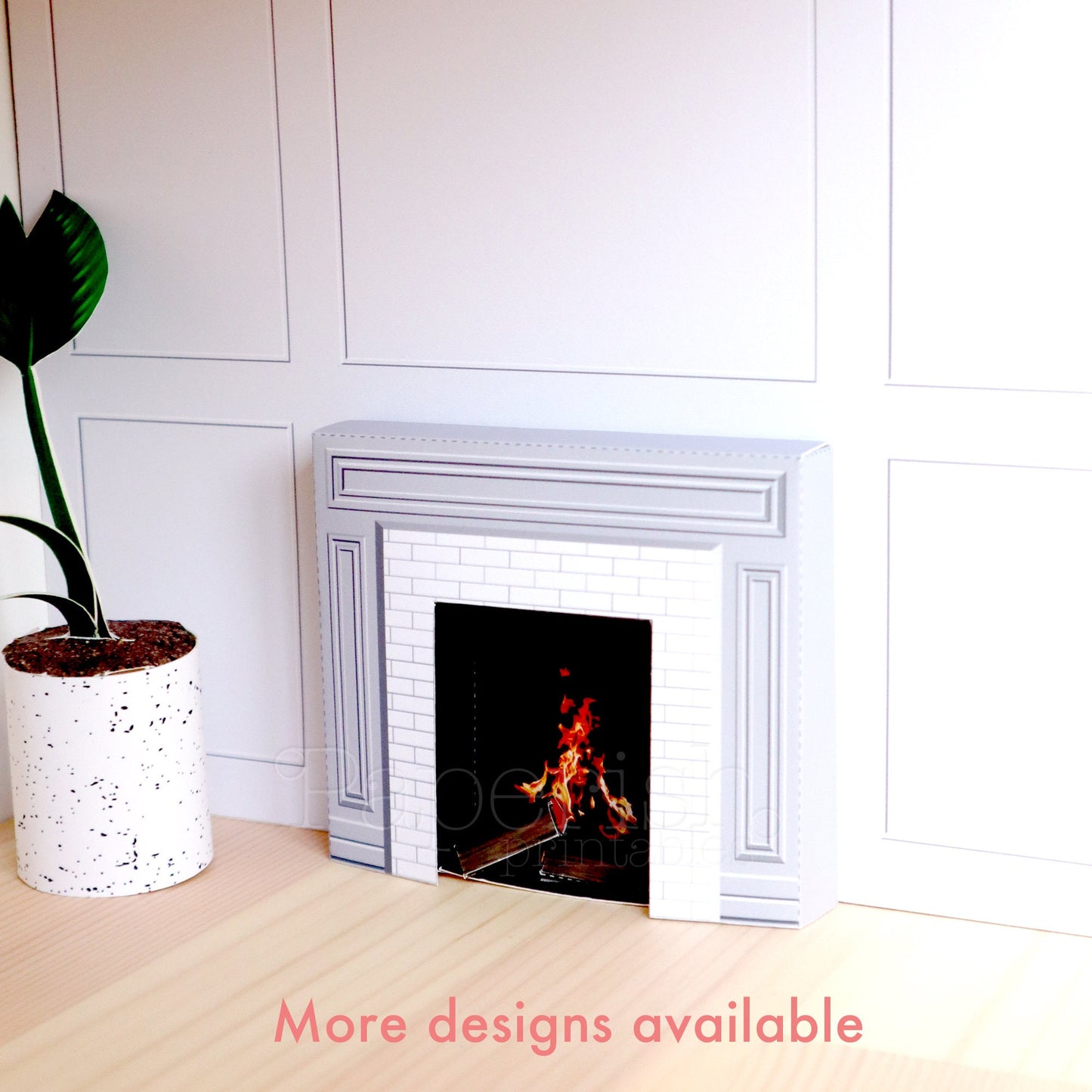 1/12 PDF Dollhouse Fireplace Printable BLUE TILES design