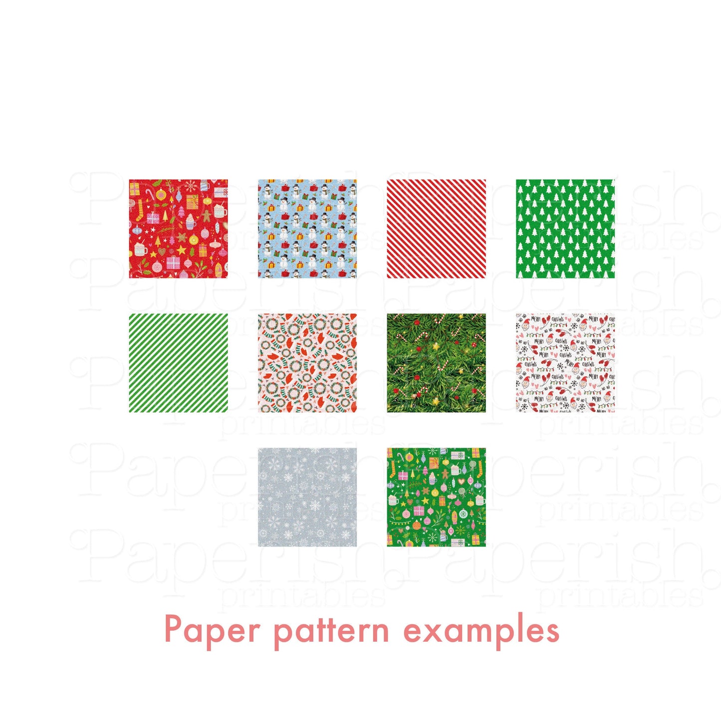 1/12 PDF Dollhouse Christmas wrapping paper templates: 10 designs